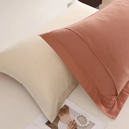 91家纺网 家纺一手货源 找家纺 （总）莱阁亿 2025秋冬新款高支高密全棉纯棉磨毛双拼纯色单枕套 枕套单件
