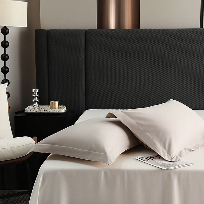 91家纺网 家纺一手货源 找家纺 莱阁亿 2025秋冬新款高支高密全棉纯棉磨毛双拼纯色单枕套 枕套单件 大麦灰&可可棕