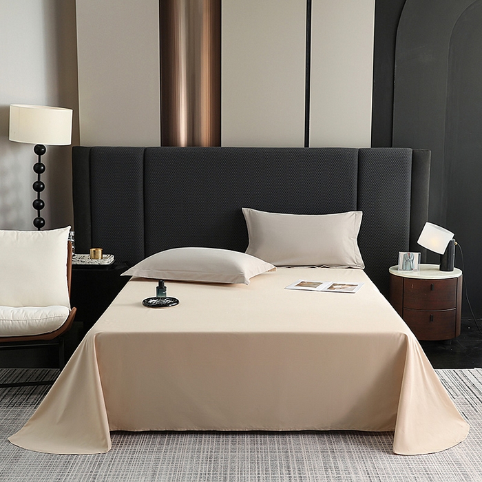 91家纺网 家纺一手货源 找家纺 莱阁亿 2025秋冬新款高支高密全棉纯棉磨毛双拼纯色单床单床单单件 奶芋色