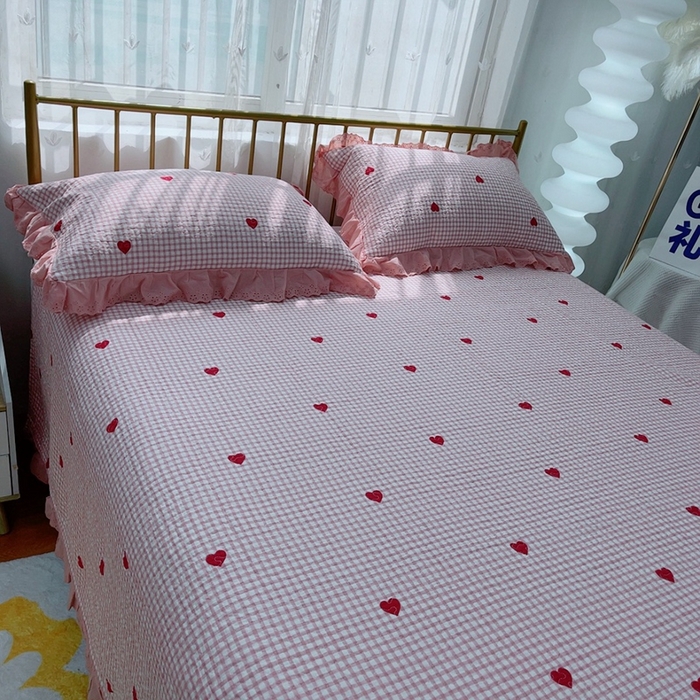 91家纺网 家纺一手货源 找家纺 2024新款亲肤舒适法式床盖三件套 心动