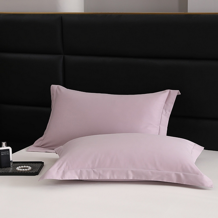 91家纺网 家纺一手货源 找家纺 莱阁亿 2025秋冬新款高支高密全棉纯棉磨毛双拼纯色单枕套 枕套单件 丁香紫