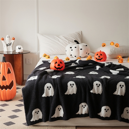 91家纺网 家纺一手货源 找家纺 （总）暖绵绵家纺 2025新款半边绒系列盖毯披肩毯毯子-幽灵