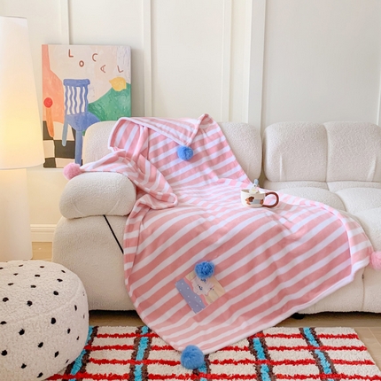 澳萝拉 2024新款卡通小清新双面牛奶绒法莱绒毛毯四季盖毯 晚安猫咪