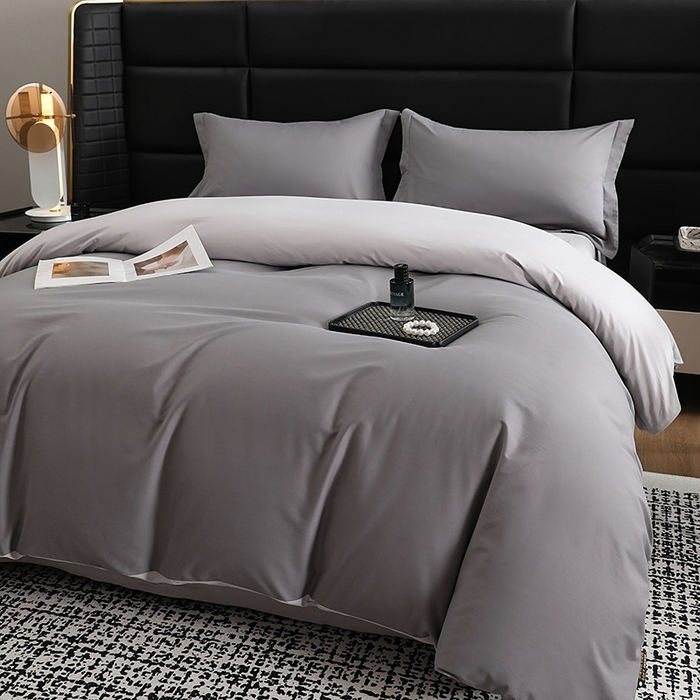 91家纺网 家纺一手货源 找家纺 莱阁亿 2025秋冬新款高支高密全棉纯棉磨毛双拼纯色单被套被套单件 北欧灰&浅灰