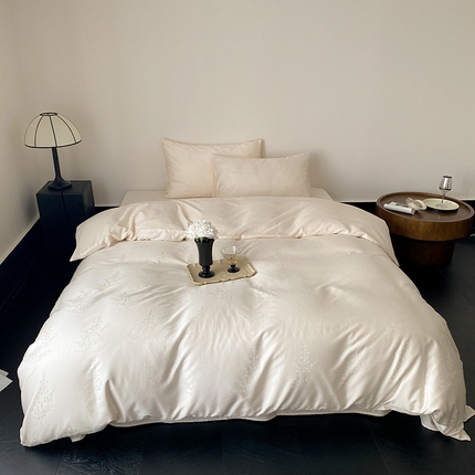 91家纺网 家纺一手货源 找家纺 Mr.pig猪先生水洗棉 2024新款天丝棉提花四件套 丁香燕麦奶