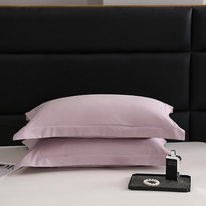 91家纺网 家纺一手货源 找家纺 莱阁亿 2025秋冬新款高支高密全棉纯棉磨毛双拼纯色单枕套 枕套单件 丁香紫