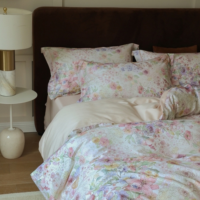 91家纺网 家纺一手货源 找家纺 久典家居 2024新款60S天丝棉数码磨毛四件套 花溪物语