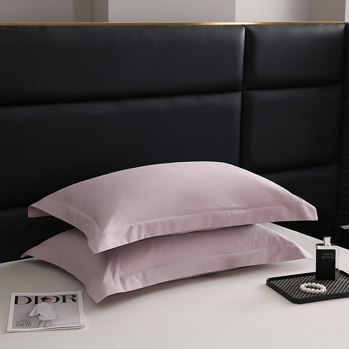 91家纺网 家纺一手货源 找家纺 莱阁亿 2025秋冬新款高支高密全棉纯棉磨毛双拼纯色单枕套 枕套单件 丁香紫