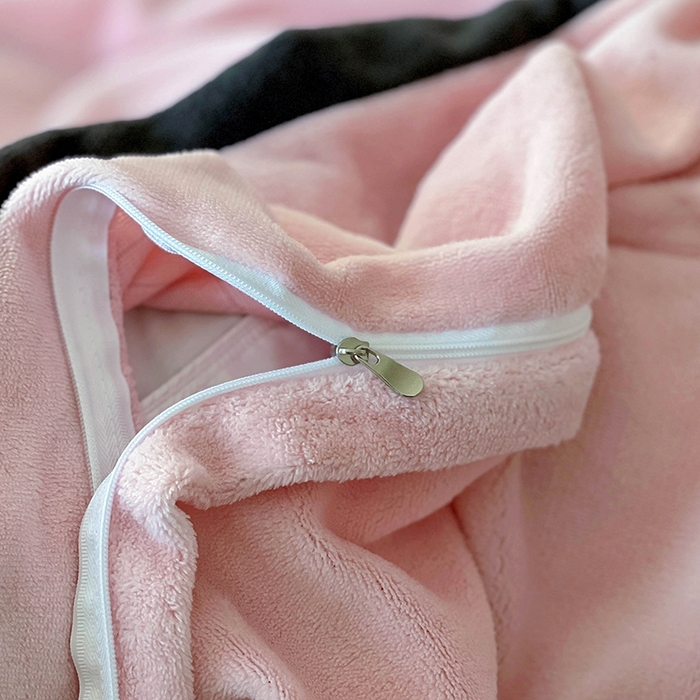 91家纺网 家纺一手货源 找家纺 美梦家纺 2024新款秋冬高克重牛奶绒绣花四件套系列-绒爱心 绒爱心-粉玉