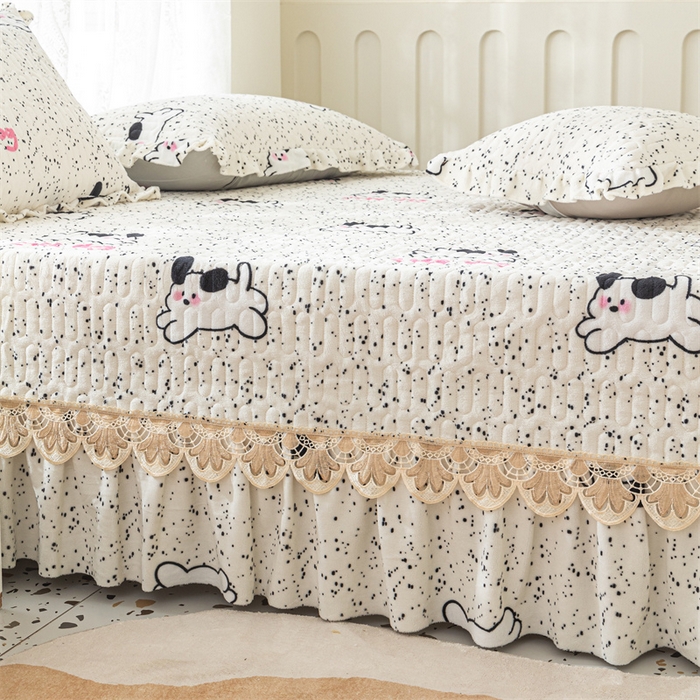 91家纺网 家纺一手货源 找家纺 美优兰 2025秋冬新款牛奶绒榻榻米垫床盖（可定制） 起跳狗