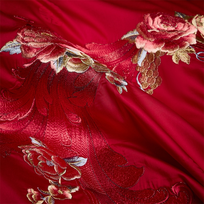 91家纺网 家纺一手货源 找家纺 高大尚婚庆馆 2025秋冬新款长绒棉臻棉系列婚庆款多件套 牵手一生-红