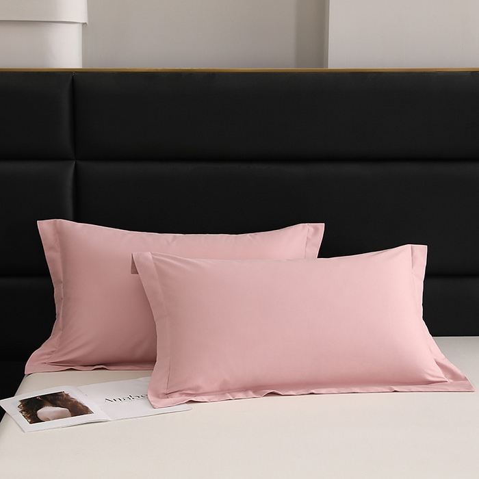 91家纺网 家纺一手货源 找家纺 莱阁亿 2025秋冬新款高支高密全棉纯棉磨毛双拼纯色单枕套 枕套单件 藕肤色