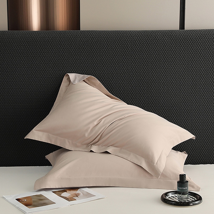 91家纺网 家纺一手货源 找家纺 莱阁亿 2025秋冬新款高支高密全棉纯棉磨毛双拼纯色单枕套 枕套单件 灰紫&摩登灰