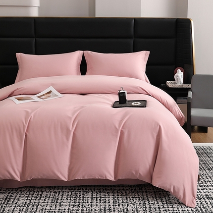 莱阁亿 2025秋冬新款高支高密全棉纯棉磨毛双拼纯色单被套被套单件 藕肤色