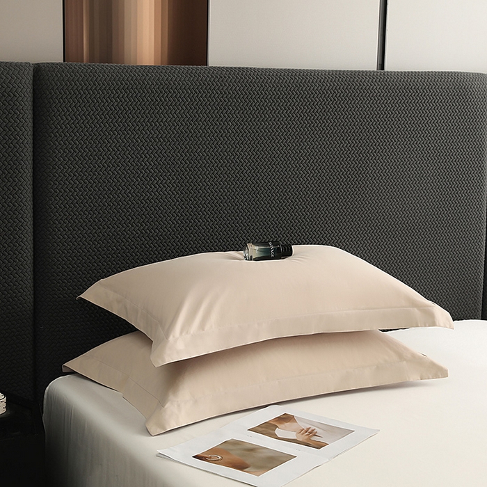 91家纺网 家纺一手货源 找家纺 莱阁亿 2025秋冬新款高支高密全棉纯棉磨毛双拼纯色单枕套 枕套单件 可可棕&浅灰