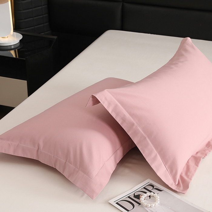 91家纺网 家纺一手货源 找家纺 莱阁亿 2025秋冬新款高支高密全棉纯棉磨毛双拼纯色单枕套 枕套单件 藕肤色