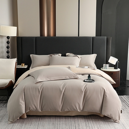 91家纺网 家纺一手货源 找家纺 （总）莱阁亿 2025秋冬新款高支高密全棉纯棉磨毛双拼纯色四件套