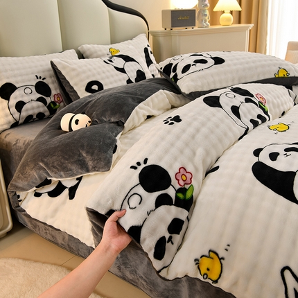 91家纺网 家纺一手货源 找家纺 （总）千嘻汇家纺 2024新款兔兔绒牛奶绒泡泡四件套