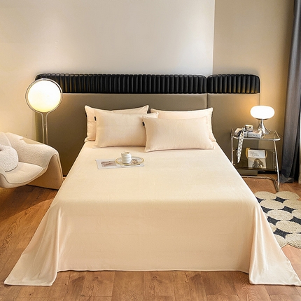 91家纺网 家纺一手货源 找家纺 （总）莱登卡奴 2024新款高克重牛奶绒纯色单床单