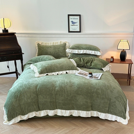 大境 2024新款维也纳牛奶绒提花四件套维也纳-绿