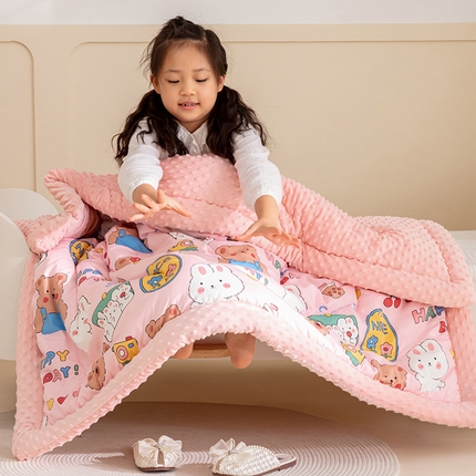 91家纺网 家纺一手货源 找家纺 （总）嗨生活 2025新款3D触感全棉豆豆被儿童豆豆被春秋被冬被幼儿园一体款被子