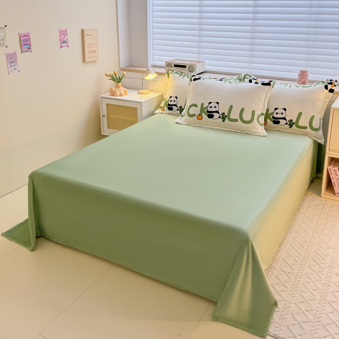 91家纺网 家纺一手货源 找家纺 妖妖家纺 2024新款高克重200克印花牛奶绒四件套 开心大熊猫