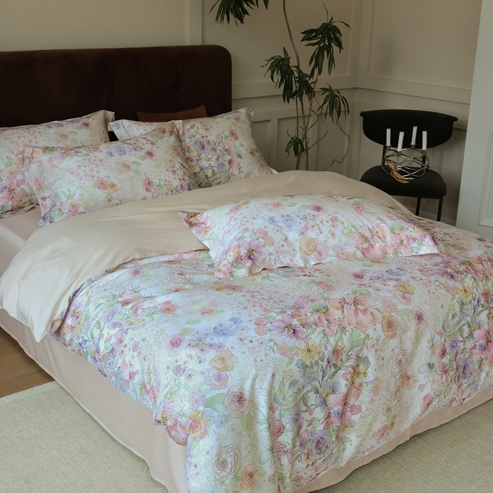 91家纺网 家纺一手货源 找家纺 久典家居 2024新款60S天丝棉数码磨毛四件套 花溪物语