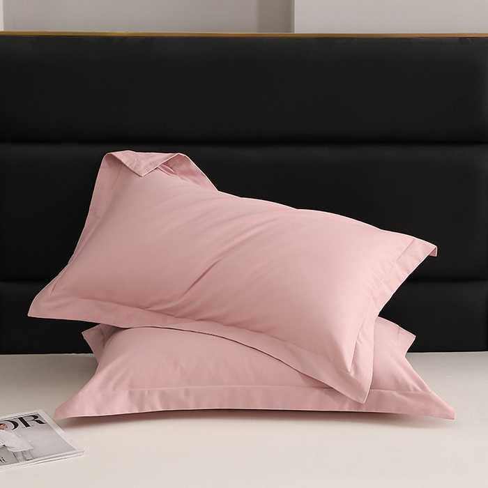 91家纺网 家纺一手货源 找家纺 莱阁亿 2025秋冬新款高支高密全棉纯棉磨毛双拼纯色单枕套 枕套单件 藕肤色