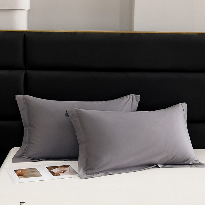 91家纺网 家纺一手货源 找家纺 莱阁亿 2025秋冬新款高支高密全棉纯棉磨毛双拼纯色单枕套 枕套单件 北欧灰