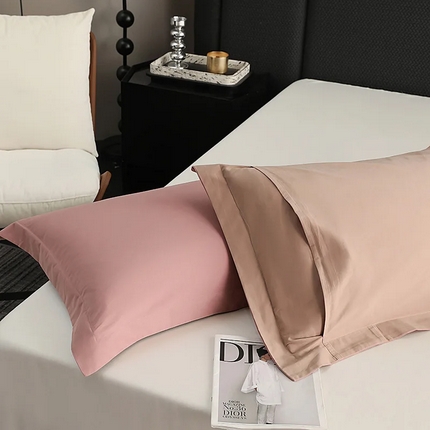 91家纺网 家纺一手货源 找家纺 （总）莱阁亿 2025秋冬新款高支高密全棉纯棉磨毛双拼纯色单枕套 枕套单件