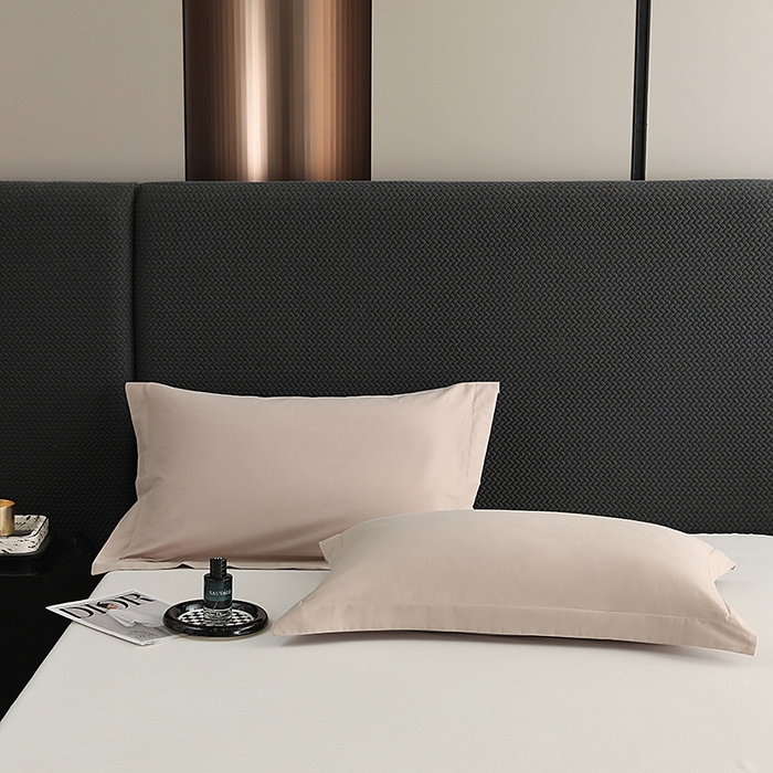 91家纺网 家纺一手货源 找家纺 莱阁亿 2025秋冬新款高支高密全棉纯棉磨毛双拼纯色单枕套 枕套单件 灰紫&摩登灰