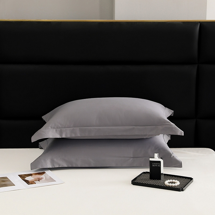 91家纺网 家纺一手货源 找家纺 莱阁亿 2025秋冬新款高支高密全棉纯棉磨毛双拼纯色单枕套 枕套单件 北欧灰