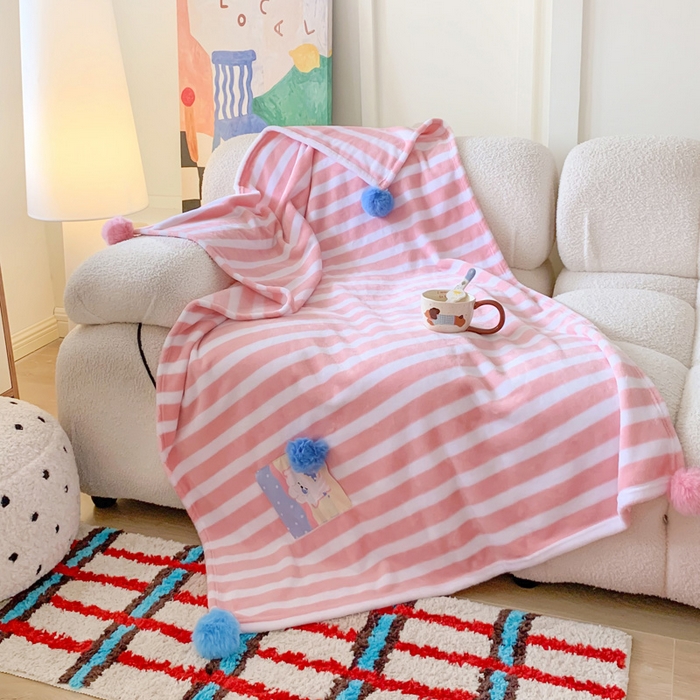 91家纺网 家纺一手货源 找家纺 澳萝拉 2024新款卡通小清新双面牛奶绒法莱绒毛毯四季盖毯 晚安猫咪