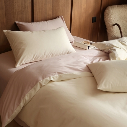 久典家居 2024新款100支长绒棉磨毛纯色双拼四件套 奶白色双拼