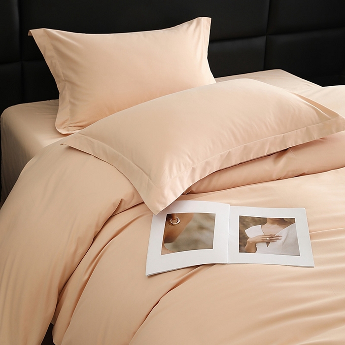 91家纺网 家纺一手货源 找家纺 莱阁亿 2025秋冬新款高支高密全棉纯棉磨毛双拼纯色单被套被套单件 巧克力