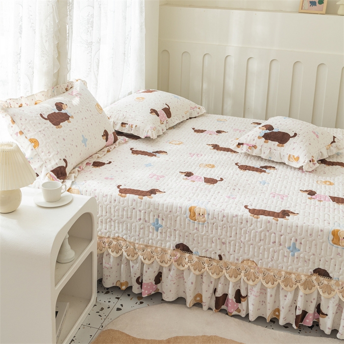 91家纺网 家纺一手货源 找家纺 美优兰 2025秋冬新款牛奶绒榻榻米垫床盖（可定制） 腊肠狗