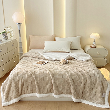 91家纺网 家纺一手货源 找家纺 （总）可恩欣 2025新款塔芙绒羊羔绒双层毛毯系列【跨境供货】可真空压缩