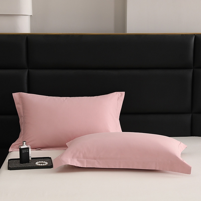 91家纺网 家纺一手货源 找家纺 莱阁亿 2025秋冬新款高支高密全棉纯棉磨毛双拼纯色单枕套 枕套单件 藕肤色