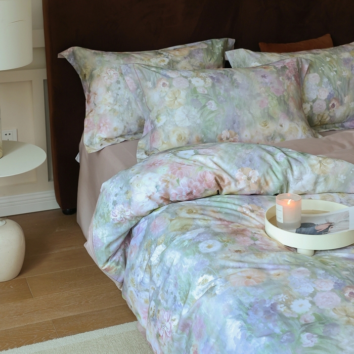 91家纺网 家纺一手货源 找家纺 久典家居 2024新款60S天丝棉数码磨毛四件套 玛格丽特