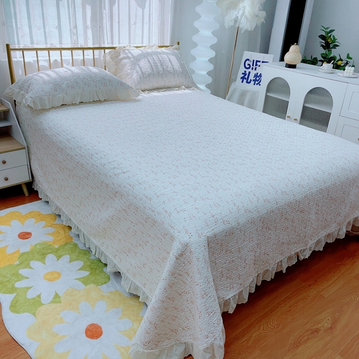 91家纺网 家纺一手货源 找家纺 2024新款亲肤舒适法式床盖三件套 小天鹅