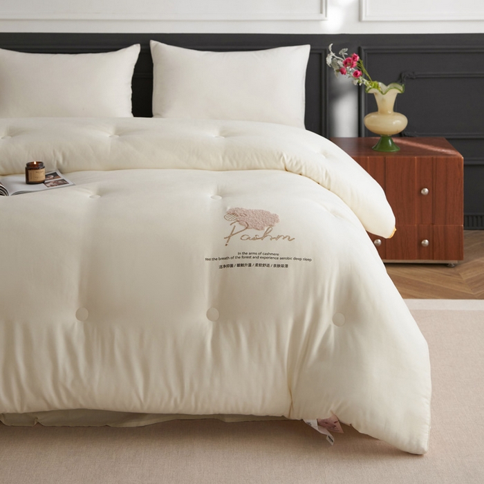 91家纺网 家纺一手货源 找家纺 莱福仕家纺 2024新款A类有氧羊绒抗菌冬被被子被芯 可可米