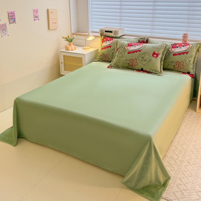 91家纺网 家纺一手货源 找家纺 妖妖家纺 2024新款高克重200克印花牛奶绒四件套 开心龙龙