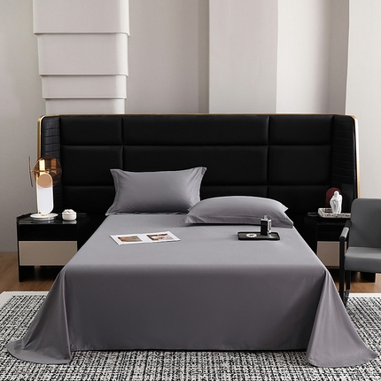 莱阁亿 2025秋冬新款高支高密全棉纯棉磨毛双拼纯色单床单床单单件 北欧灰