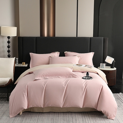 91家纺网 家纺一手货源 找家纺 （总）莱阁亿 2025秋冬新款高支高密全棉纯棉磨毛双拼纯色四件套