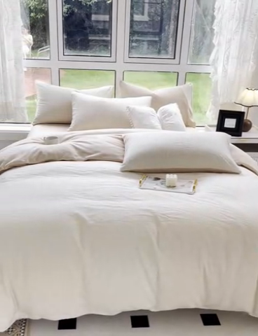 91家纺网 家纺一手货源 找家纺 2024最新款无印良品风双拼全棉色织水洗棉加牛奶绒单品被套简约风全棉拼牛奶绒被套 棉+绒-米极细条