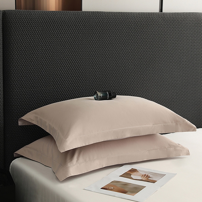 91家纺网 家纺一手货源 找家纺 莱阁亿 2025秋冬新款高支高密全棉纯棉磨毛双拼纯色单枕套 枕套单件 灰紫&摩登灰