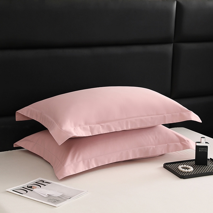 91家纺网 家纺一手货源 找家纺 莱阁亿 2025秋冬新款高支高密全棉纯棉磨毛双拼纯色单枕套 枕套单件 藕肤色