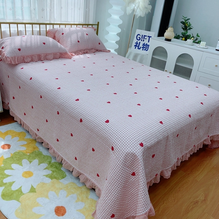 91家纺网 家纺一手货源 找家纺 2024新款亲肤舒适法式床盖三件套 心动