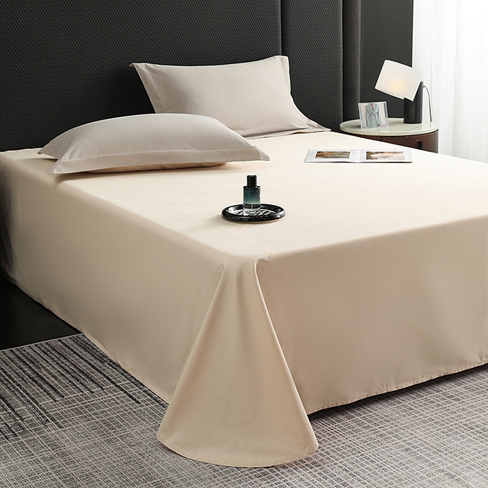 91家纺网 家纺一手货源 找家纺 莱阁亿 2025秋冬新款高支高密全棉纯棉磨毛双拼纯色单床单床单单件 奶芋色