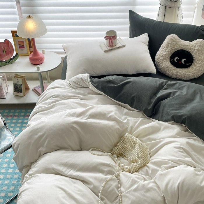 91家纺网 家纺一手货源 找家纺 （总）仟网汇 2024新款美 肤棉纯色双拼四件套